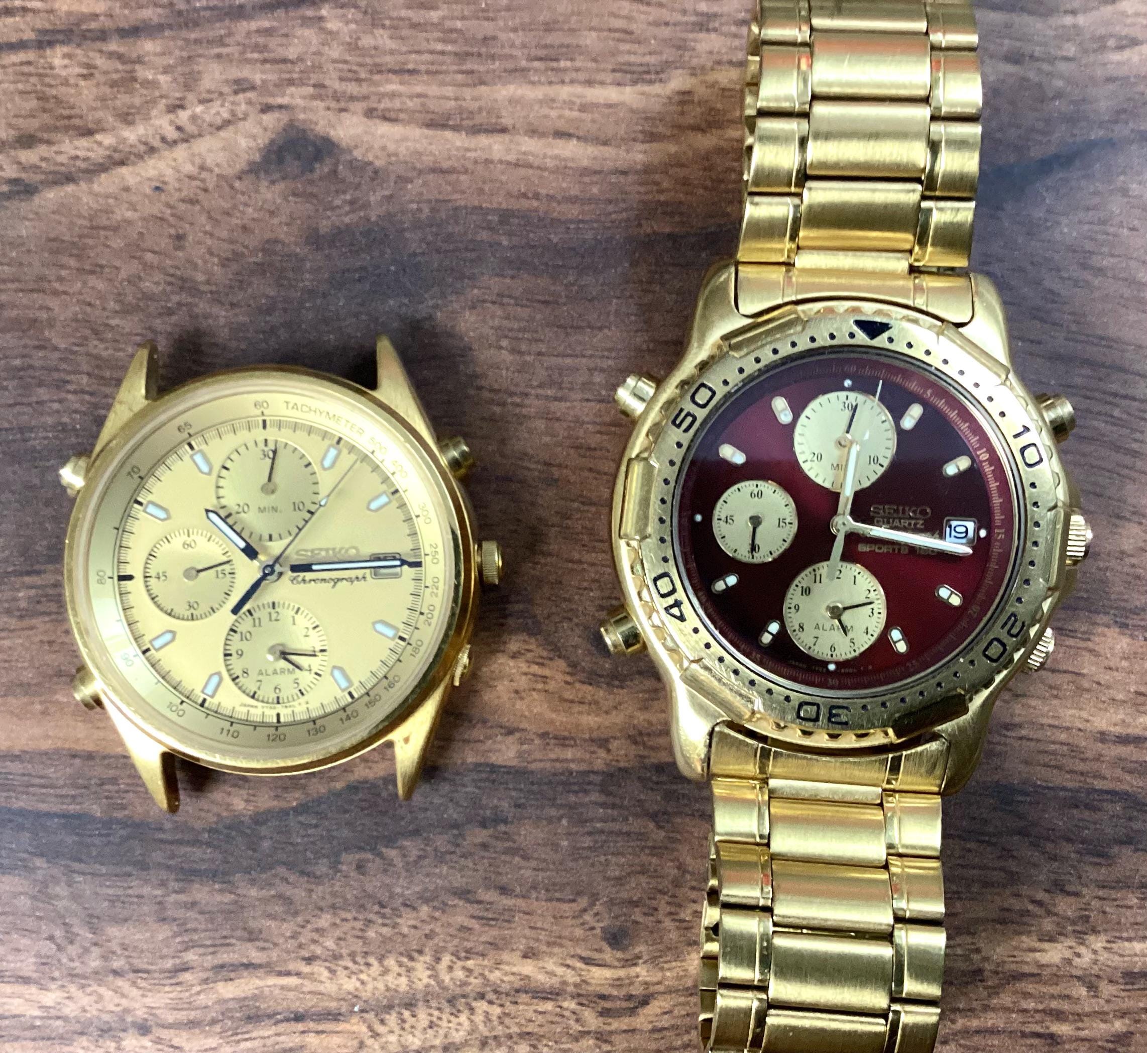 Seiko 1- 7T32-7B30 and 1 -7T32-6B89 Not Working Quartz Watches for 