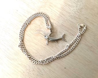 Sterling shark pendant with 23 inch chain necklace.  REF 3137