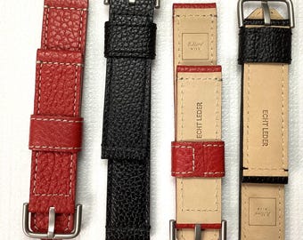 1 Lot of 4 R. Horn Leather Watch Band, 22mm Lug, Red & Black, 8.5 inch