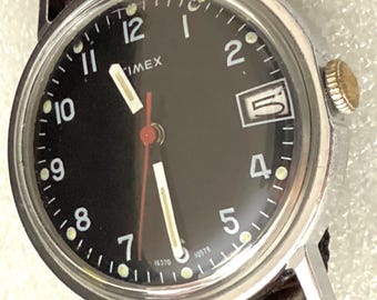 Vintage Timex 16570-10578 Black Dial mechanical wind.   Ref JCL10578