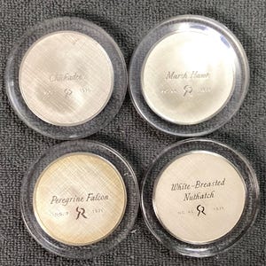 Franklin Mint Gilroy Roberts Sterling Birds Collection.All are Proof 2 Ounce rounds Ref YE1.75x1.00