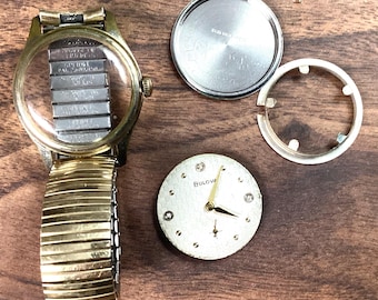 Bulova Manual wind watch not working for parts or repair only. JmBul 7/4