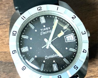 Vintage TIMEX Men’s Electric Dynabeat Black Dial Silver Tone Quartz Watch 30mm Vintage 1970s Timex Electric Dynabeat Watch With a Gold-tone  main image 3