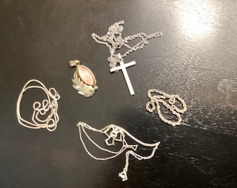 1 lot of 5 sterling jewelry bracelets, chains and pendant.  REF 3141