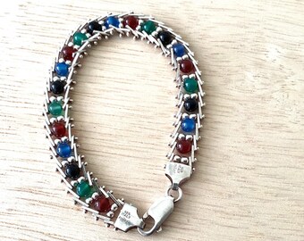 Sterling Milor multi colored 7 inch bracelet.  REF 3135