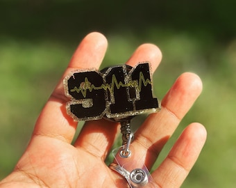 911 Dispatcher Badge Reel, keychain or lanyard