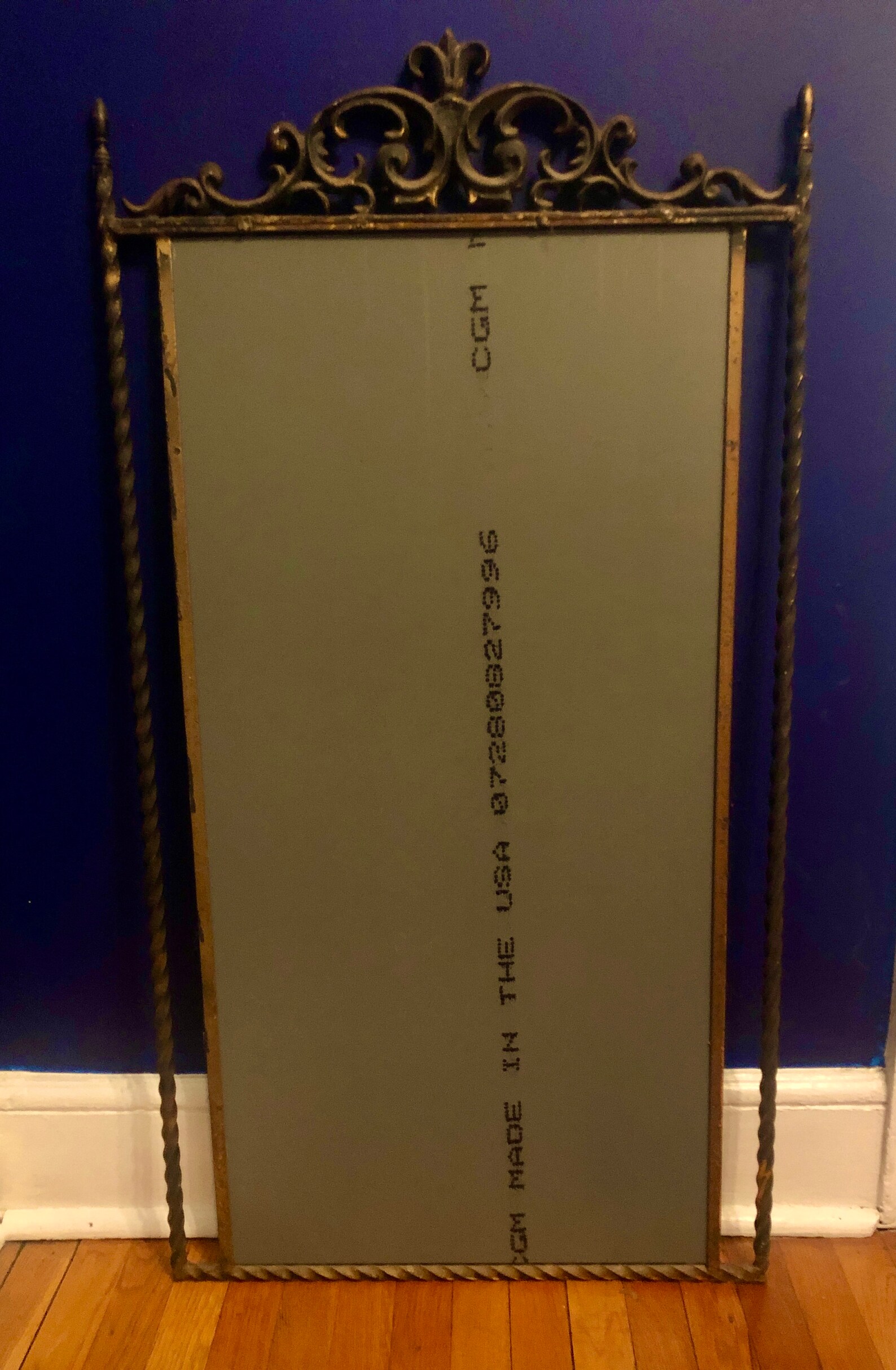 Antique Wrought Iron Framed Wall Mirror Beveled Glass Etsy