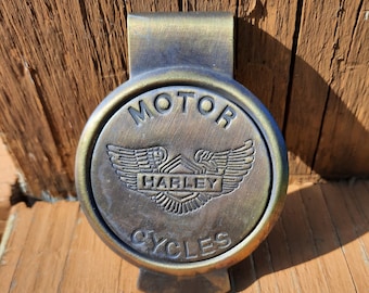 Brass Harley Davidson Motorcycles Money Clip with Wings Logo Metal Collectible Motor Cycles