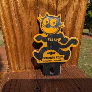 Adorno para placa de matrícula de porcelana estilo vintage Felix Chevrolet Winslow B. Felix, letrero de gasolina Felix The Cat