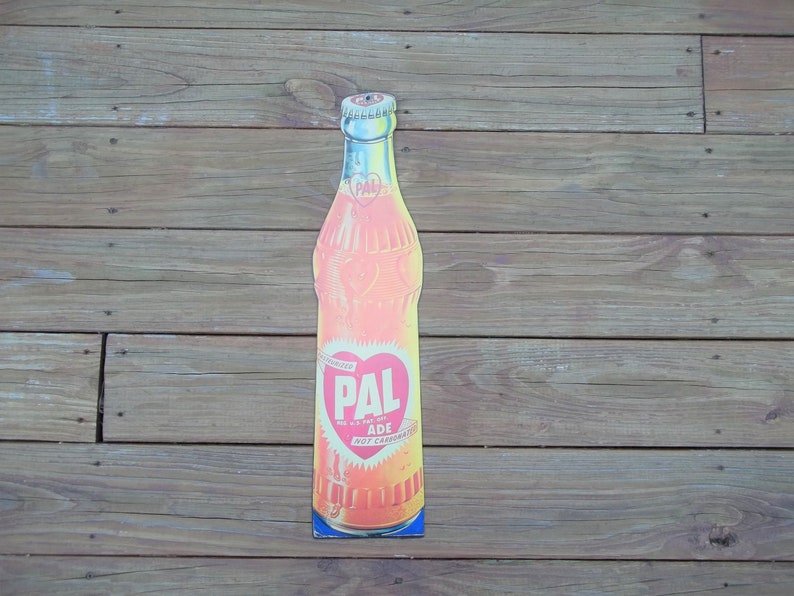 Vintage Pal Ade Love Heart Soda Bottle Advertising Sign Heavy Paper Collectible Pop Memorabilia Home Decor Wall Hanging