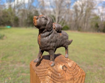 Vintage Heavy Cast Iron Search and Rescue St Bernard Dog I Hear A Call Still Coin Bank Dated July 1900