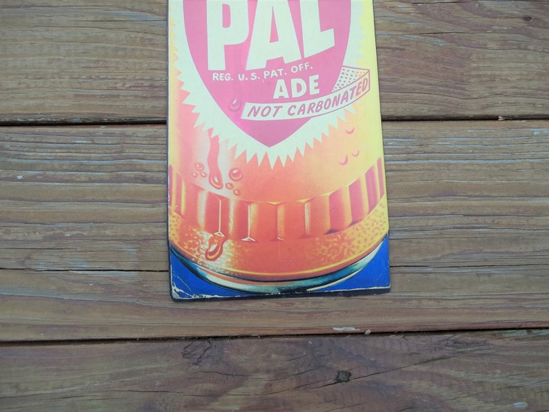 Vintage Pal Ade Love Heart Soda Bottle Advertising Sign Heavy Paper Collectible Pop Memorabilia Home Decor Wall Hanging