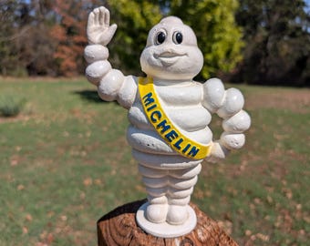 9 Inch Cast Iron Hand Painted MICHELIN MAN Advertising Promotional BIBENDUM Coin Money Bank Tire Store Give-Away