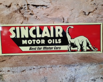Vintage NOS Tin Metal Embossed Sinclair Motor Oils Best For Motor Cars Sign Dino Dealer Gas Station Sign New Old Stock