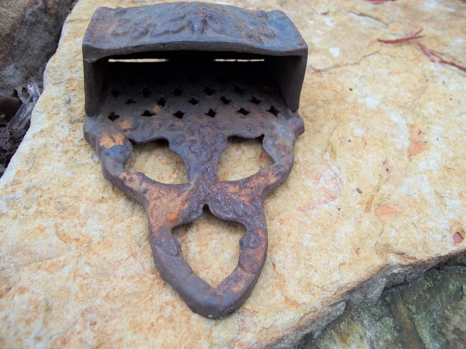 Vintage Cast Iron Match Holder With Raised Floral Design Etsy