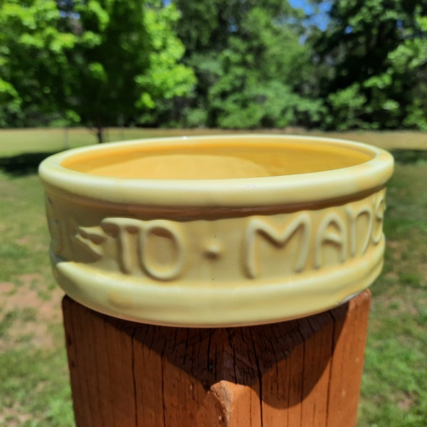 Vintage Yellow Art Pottery Man's Best Friend His Dog Bowl Dish Home Decor Marked McCoy USA Pet Supply