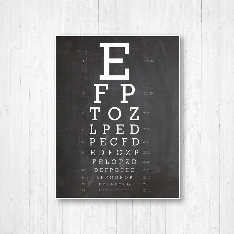 Letter Eye Test Print Eye Test Sign Letter Eye Chart Print Etsy