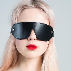 Black Leather Mans Eye Mask, Leather Blindfold for Man, Made in Ukraine, Anniversary gift