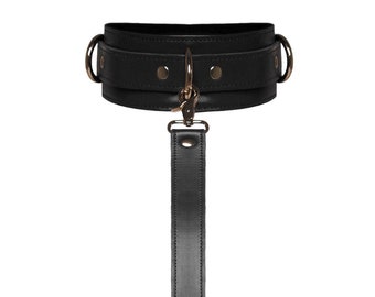 Italian Leather Choker with Leash – Handmade Adjustable Collar
