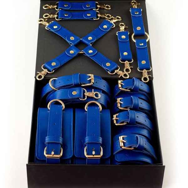 BDSM Bondage Restraints Leather Set 2in1 to 5in1, Bondage Kinky Gears Toys for Beginner and PRO, Best Sexy Gift for Her, Him, Couples