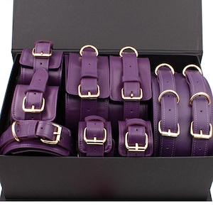 Luxury 5-in-1 Purple Leather Set for Women - Premium Custom Gift for Her, Anniversary Gift