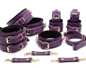 Leather BDSM Bondage Gear, Leather Restraint Sets, Harness for Women Couples, Luxury Sexy Play Birthday Gift Present