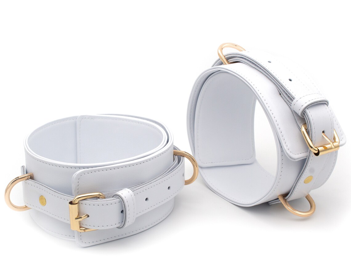 White Thigh Cuffs for Submissive Adjustable Restraints Thigh Etsy