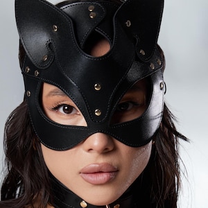 Luxury Leather Handmade Cat Mask, Cosplay, Masquerade, and Festival Accessories, Premium Costume Mask, Valentines Day Gift