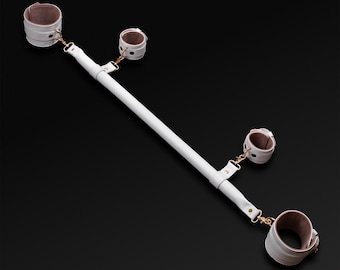 Leather Spreader Bar with Handcuffs & Ankle Cuffs – Luxury Anniversary Gift for Couples