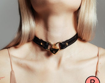 Leather Choker O Ring collar Unique Handmade