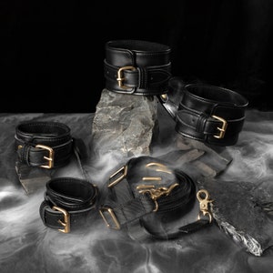 Black Bed Straps Set for Women, Anniversary gift