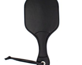 Wide Black Spanking Paddle, Real Leather Slapper