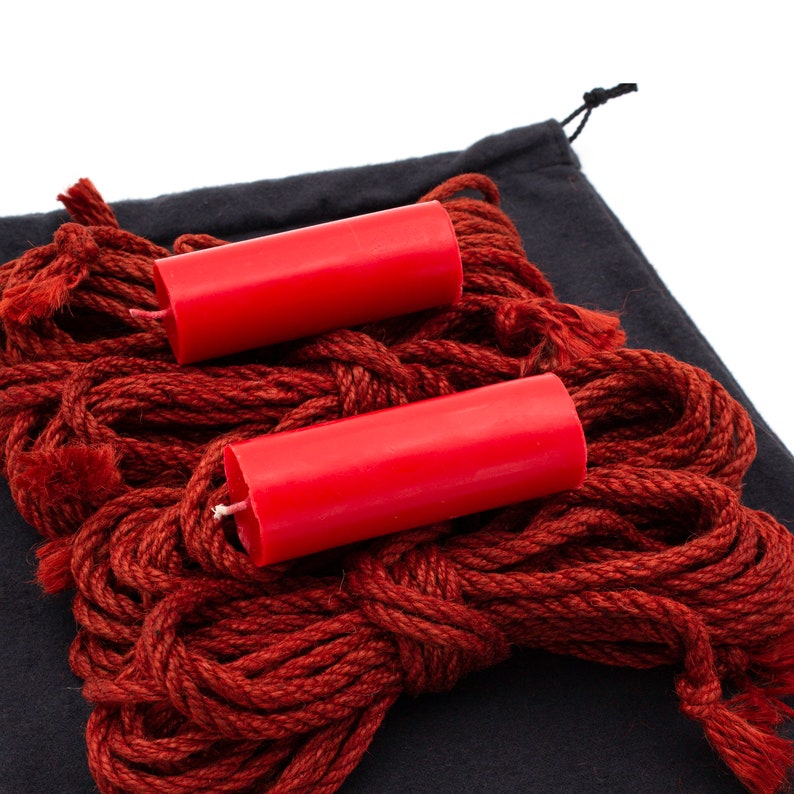 Red Shibari 4 Jute Ropes Plus 2 Wax Play Candle for Bondage Etsy