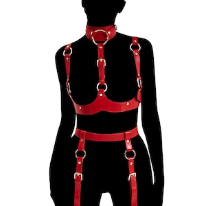 Leather Set Harness Demetra - Harness, Adjustable Leather Harness, Sexy Leather Lingerie, Fetish Wear, Custom Leather Strap Set