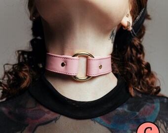 Leather Choker O Ring collar Unique Handmade