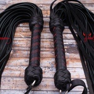 Black Leather Flogger 50 Falls for BDSM Game Heavy Duty Whip, Anniversary Gift image 5