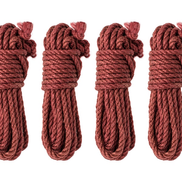 Shibari Burgundy 4 Jute Ropes for Bondage, BDSM Bondage Ropes Set for Beginners & Masters [6mm/0.23", 8M/315"], Handcrafted