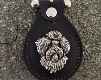 Maltese dog leather keychain,Maltese dog puppy leather-metal keychain,Maltese dog Pet lover keychain gift,Maltese puppy keychain