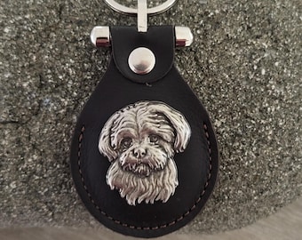 Shih Tzu dog leather keychain,Shih Tzu puppy for dog lovers leather keychain,Shih Tzu Pet lover keychain gift,Shih Tzu lover keychain gift