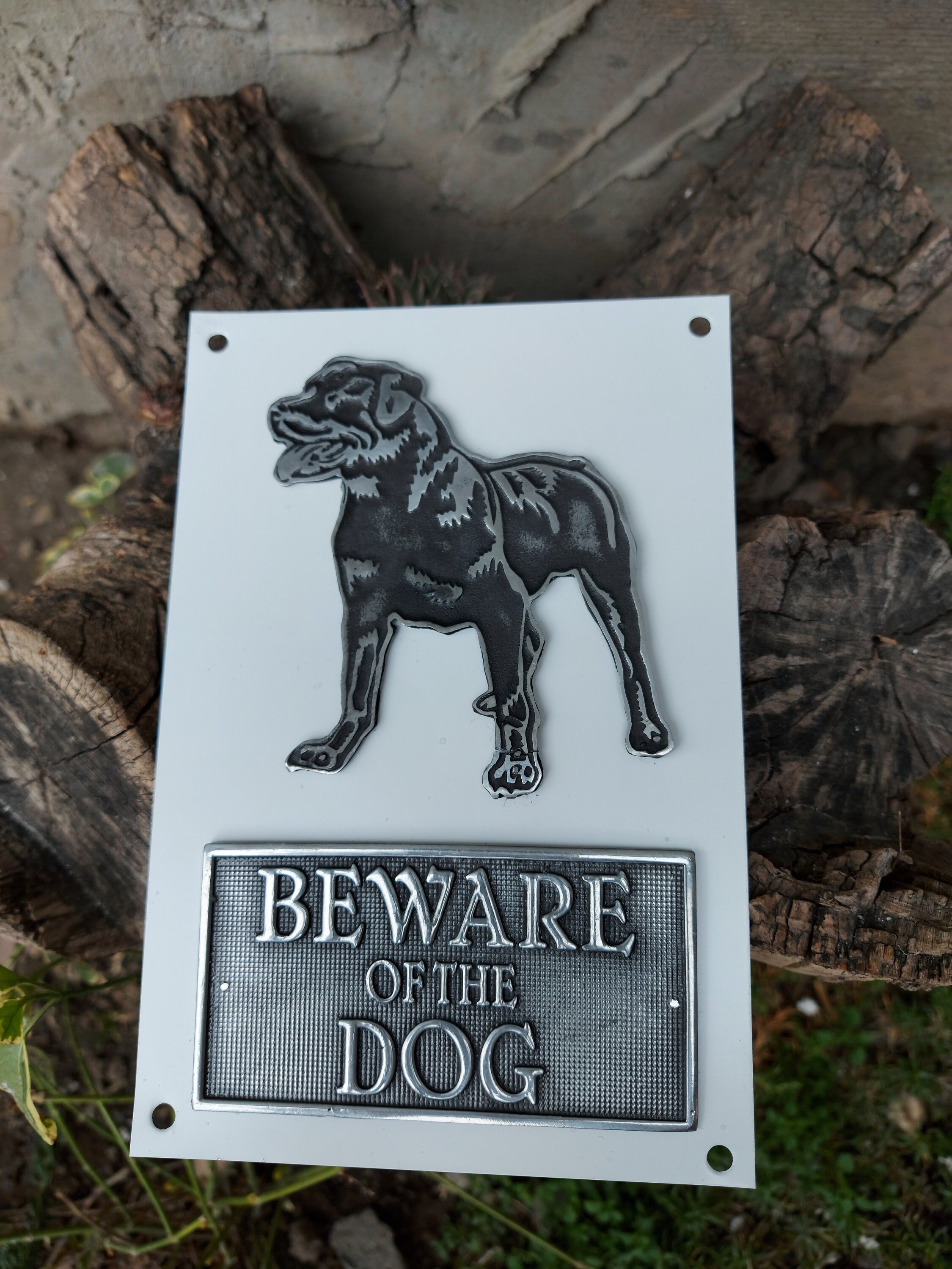 Beware of the Dog Rottweiler Metal Wall Sign - Handmade Durable Warning ...