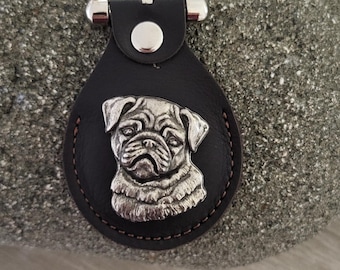 Pug moops leather keychain,Pug puppy for dog lovers leather keychain,Pug Pet lover keychain gift,Pug dog puppy lover gift,short-nosed dogs