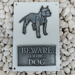 Beware Of The Dog Pit Bull Metal Wall Sign - Handmade Durable Warning Sign For Outdoor Gate | Home or Office Decoration For Dog Lovers