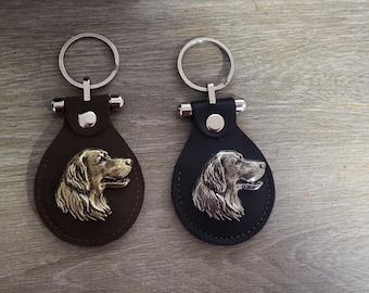 Golden Retriever leather keychain,Golden Retriever puppy for dog lovers leather keychain gift,Golden Retriever Pet lover keychain gift