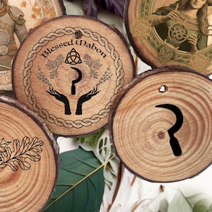 Mabon ornaments/magnets - rustic wood slice decorations - Last Harvest - witchy Celtic
