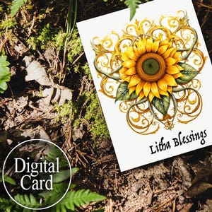 Litha Blessings greeting card - digital page, printable pdf file - witchy sabbat holiday nature boho Celtic knot - Letter and A4 sizes