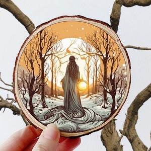 Imbolc plaque - XL wood slice holiday decoration altar tile - witchy Celtic