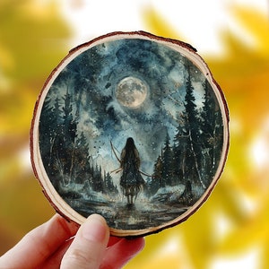 October Full Moon Plaque - Hunter's Moon - XL Wood Slice Holiday ...