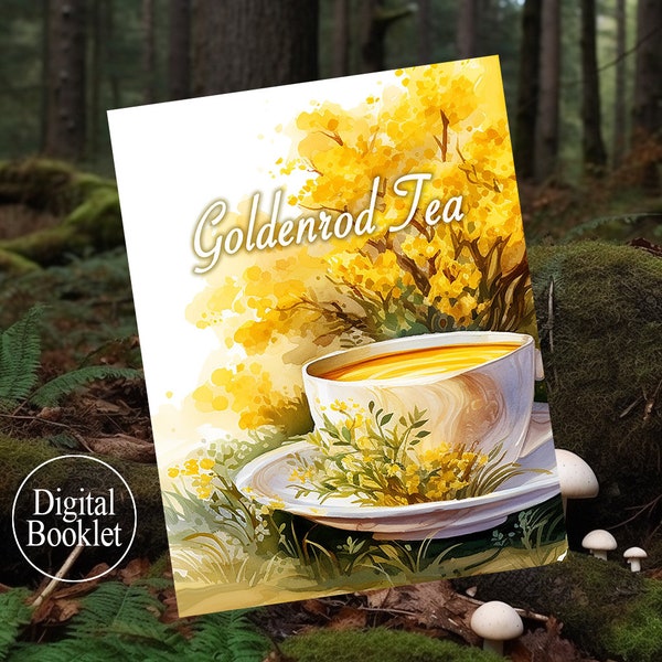 Goldenrod Tea recipe  booklet - Solidago, herbalism, grimoire, book of shadows - digital printable downloadable file jpg