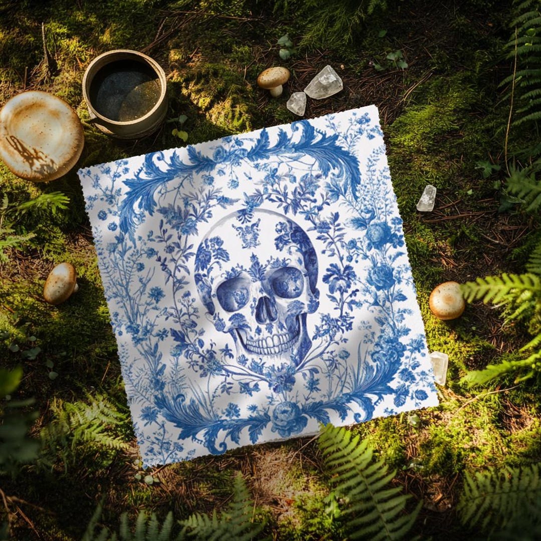 Toile Skull Altar Cloth: Halloween Fall Celestial Witchy Table Decor ...