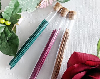 Mini incense sticks - tube of 20 - assorted scents - joss sticks - rose, forest, sandalwood